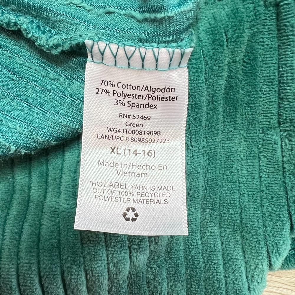Wonder Nation - Sweatpants Kids Girls XL Green Thick Ribbed Pullon Wide Leg - Picture 6 of 10